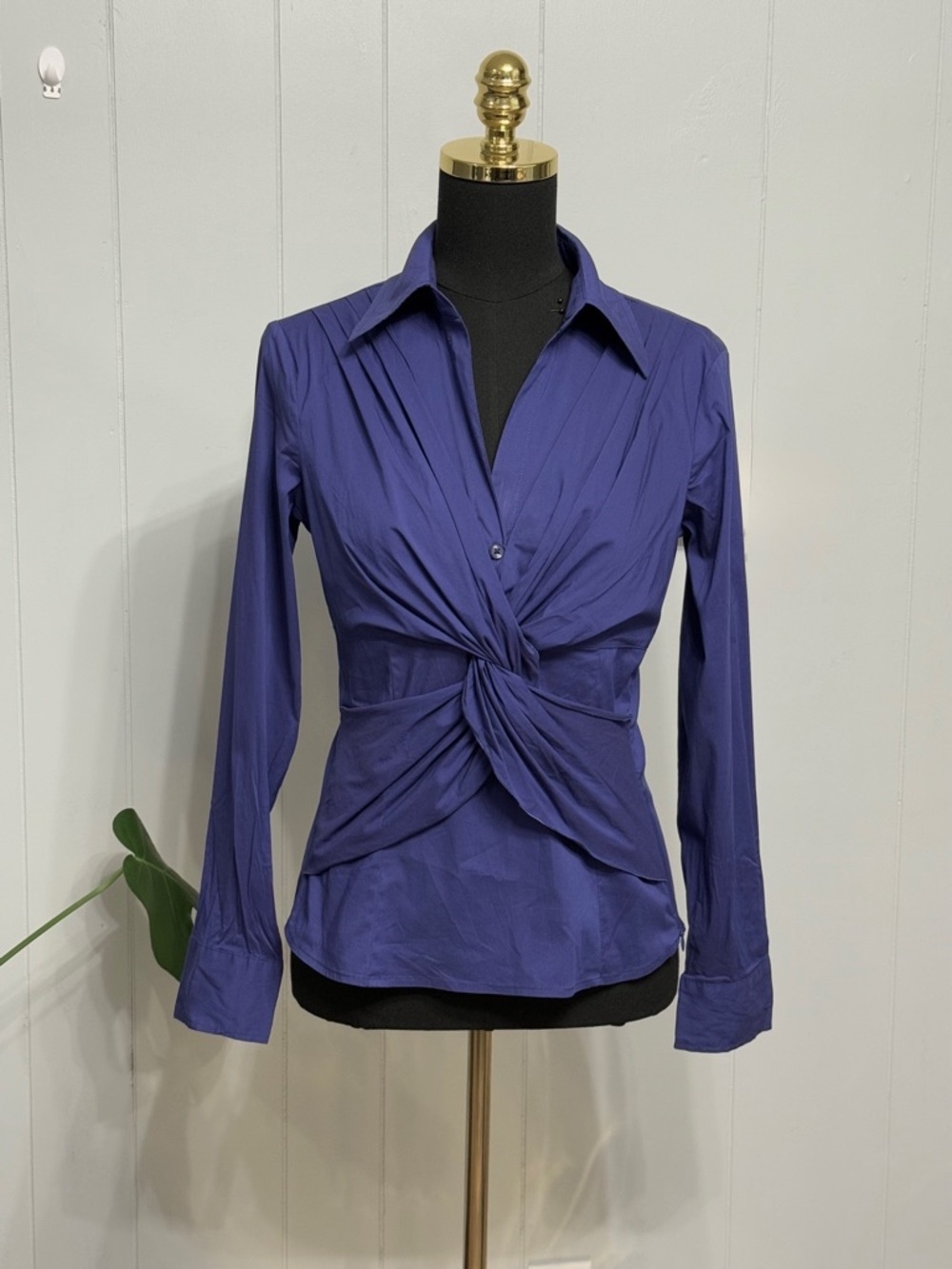 #14) Alfani Twist-Front Button-Down Shirt in Royal Purple
